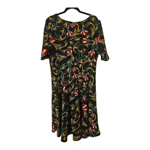 LULAROE "Nicole" Black Red Floral A-Line Dress - Size 2XL - Picture 2 of 8